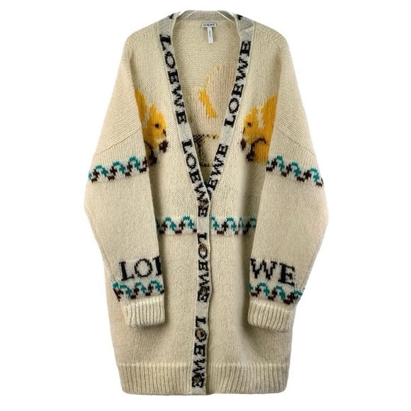 Loewe Sweaters - Loewe knitwear wool Cream  Cardigan Size XS OVERSIZED